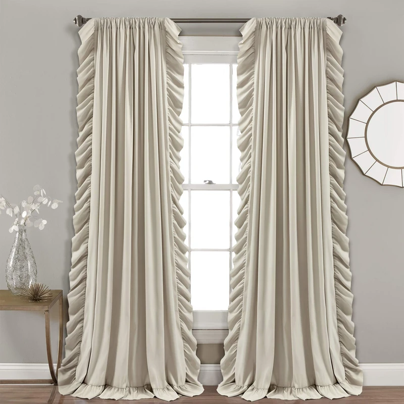 Lush Decor Reyna Window Curtain Panel Pair, 108" L x 54" W, Wheat