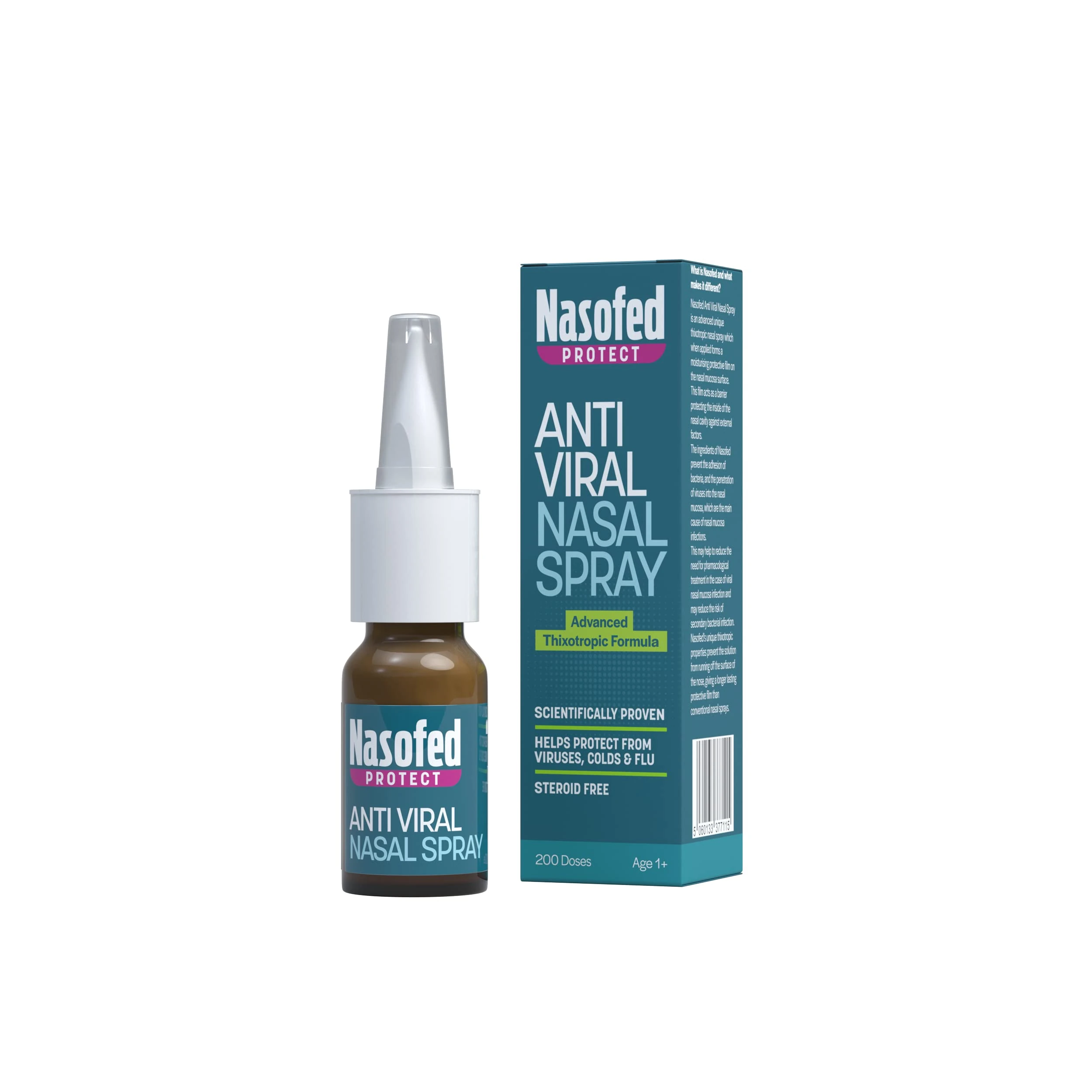 Nasofed Anti Viral Nasal Spray. Helps Protect from Viruses, Colds & Flu. 4 Hours Protection with Each Application. Steroid Free. 1 x 10 ml