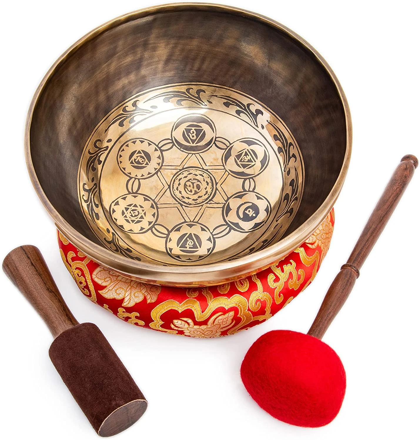 Large Tibetan Singing Bowl Set - 11" Master Healing Grade For Sound Bath Chakra 7 Metal Meditation Yoga By Himalayan Bazaar