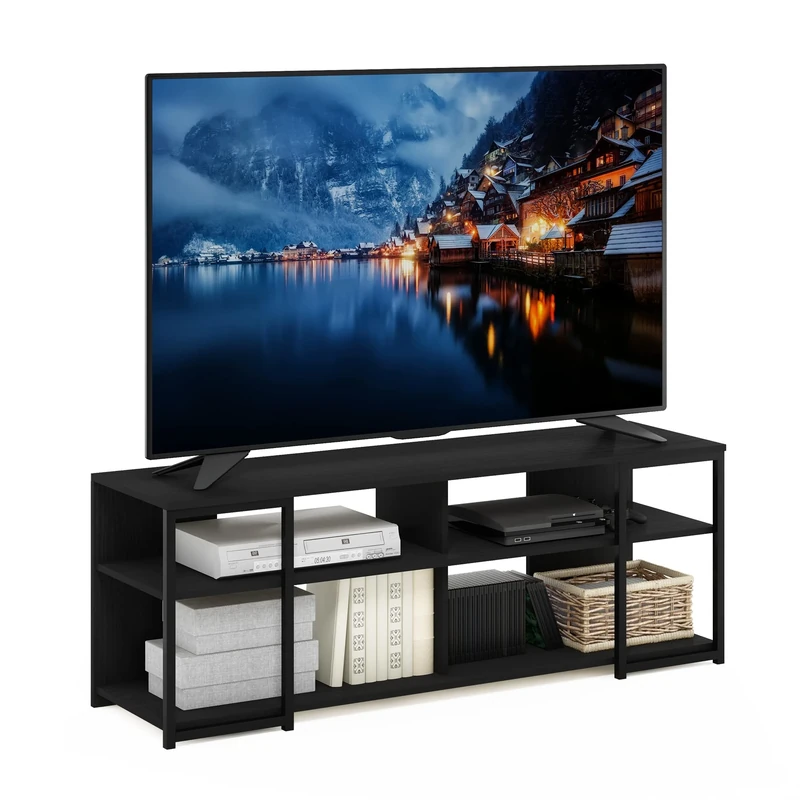 Furinno Camnus Modern Living TV Stand for TVs up to 65 Inch, Americano/Black