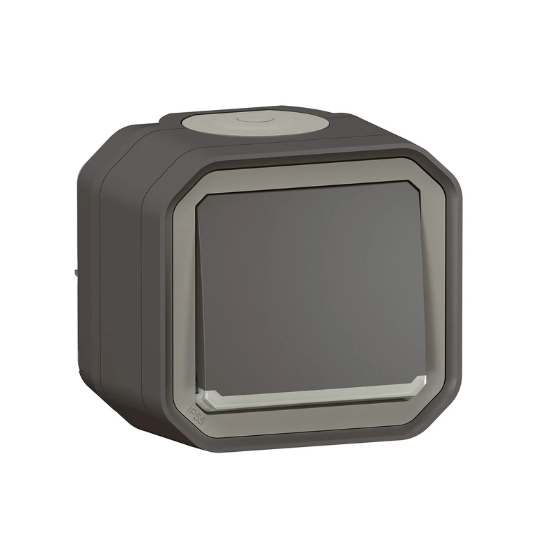 Legrand - Plexo 10A waterproof two-way switch with indicator light for surface mounting, anthracite