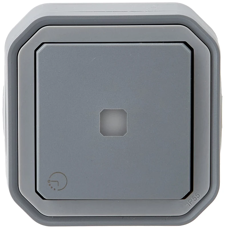 Legrand - Waterproof Plexo timer switch, complete with indicator light for grey surface-mounted mounting
