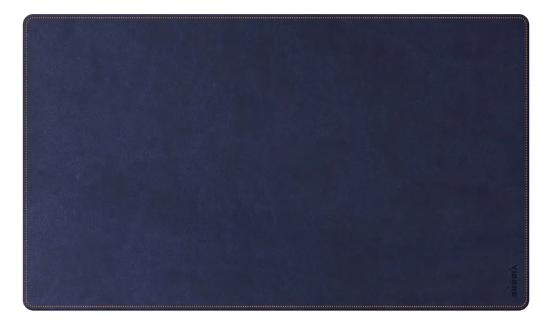 RHODIA 194278C - Midnight Blue Soft Desk Pad - Size M (80x40 cm) - Faux Leather - Orange Saddle Stitching - Home Office Collection Rhodiarama - Office Organization & Designer Storage
