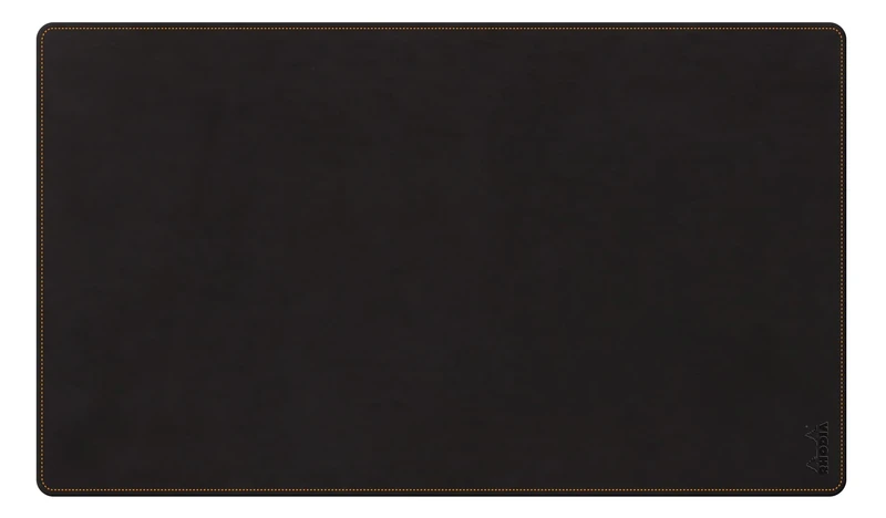 RHODIA 194269C - Black Soft Desk Pad - Size M (80x40 cm) - Italian Faux Leather - Orange Saddle Stitching - Rhodiarama Home Office Collection - Office Organization & Designer Storage