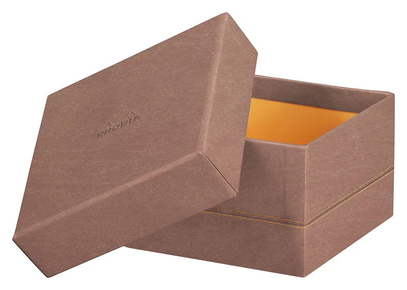 RHODIA 194562C - Set of 5 Rosewood Nesting Boxes - Orange Saddle Stitching - Faux Leather Exterior - Rhodiarama Home Office Collection - Office Organization & Designer Storage