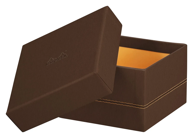 RHODIA 194555C - Set of 5 Bronze Nesting Boxes - Orange Saddle Stitching - Faux Leather Exterior - Rhodiarama Home Office Collection - Office Organization & Designer Storage