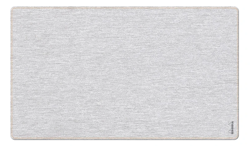 RHODIA 194268C - Silver Soft Desk Pad - Size M (80x40 cm) - Italian Faux Leather - Orange Saddle Stitching - Rhodiarama Home Office Collection - Office Organization & Designer Storage