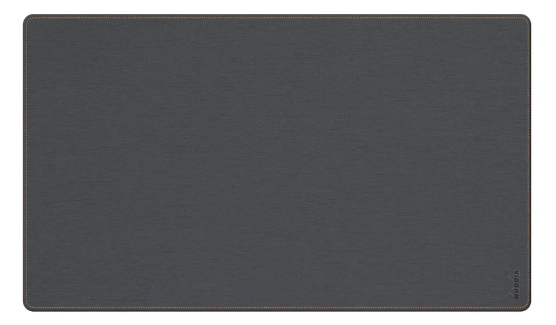 RHODIA 194267C - Titanium Soft Desk Pad - Size M (80x40 cm) - Italian Faux Leather - Orange Saddle Stitching - Rhodiarama Home Office Collection - Office Organization & Designer Storage
