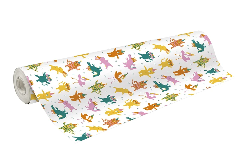 Clairefontaine 202091C - A Reel of Gift Paper - 80g Excellia Paper - 50x0,70m - Pattern: Animals, Cats, Rabbits, Children's Birthday - Gift Wrapping, Packaging - Image 1