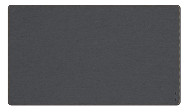 RHODIA 194310C - Titanium Soft Desk Pad - Size L (90x43 cm) - Italian Faux Leather - Orange Saddle Stitching - Rhodiarama Home Office Collection - Office Organization & Designer Storage