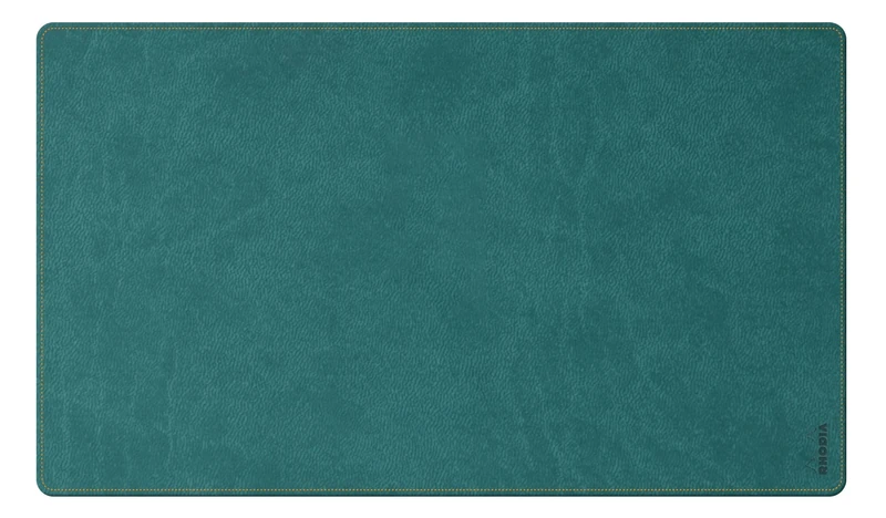 RHODIA 194276C - Peacock Soft Desk Pad - Size M (80x40 cm) - Italian Faux Leather - Orange Saddle Stitching - Rhodiarama Home Office Collection - Office Organization & Designer Storage