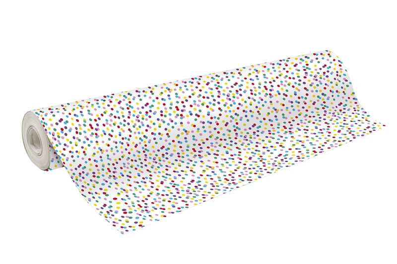 Clairefontaine 211942C - One Roll Of Gift Paper - Alliance 60g - Dimensions : 50x0,70m - Design : Multicoloured Dots, White - Gift Wrapping, Special Length