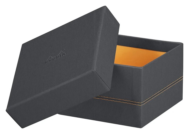 RHODIA 194556C - Set of 5 Titanium Nesting Boxes - Orange Saddle Stitching - Faux Leather Exterior - Rhodiarama Home Office Collection - Office Organization & Design Storage