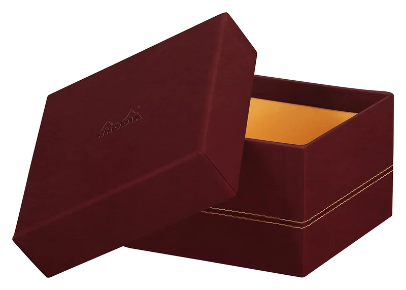 RHODIA 194560C - Set of 5 Burgundy Nesting Boxes - Orange Saddle Stitching - Faux Leather Exterior - Rhodiarama Home Office Collection - Office Organization & Design Storage