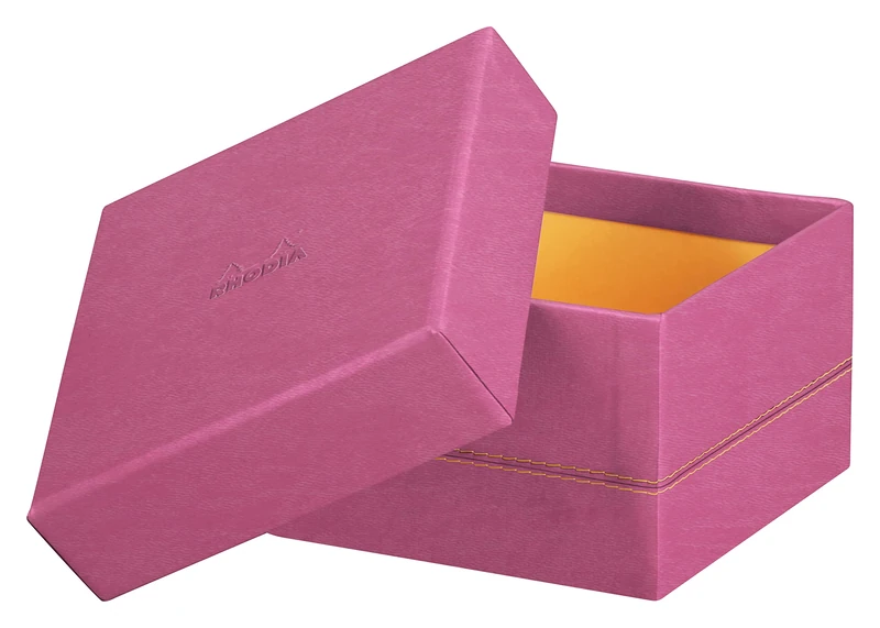 RHODIA 194558C - Set of 5 Fuchsia Nesting Boxes - Orange Saddle Stitching - Faux Leather Exterior - Rhodiarama Home Office Collection - Office Organization & Design Storage