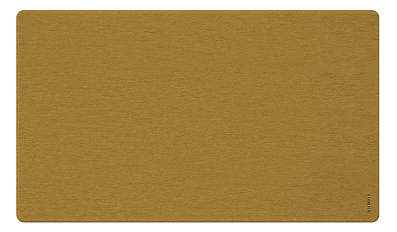 RHODIA 194264C - Gold Soft Desk Pad - Size M (80x40 cm) - Italian Faux Leather - Orange Saddle Stitching - Rhodiarama Home Office Collection - Office Organization & Designer Storage