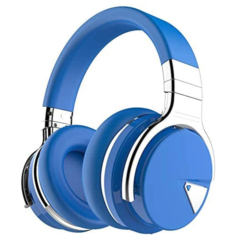 Jmamba E7 Active Noise Cancelling Earphone Wireless Earphone Bluetooth Earphone with Microphone Deep Bass Earmuffs, Soft Protein Ear Cushion, 30 Hours of Travel/Work/Mobile/Game Time (Blue) - Image 1