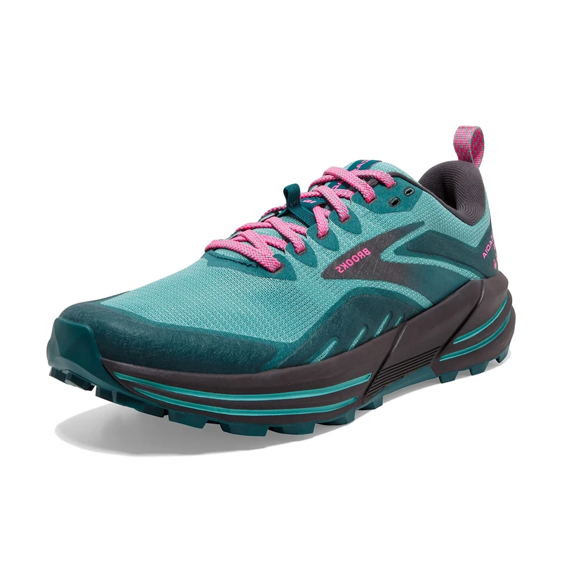 Brooks Women's Cascadia 16 Running Shoe, Porcelain Blue Coral Pink, 4.5 UK