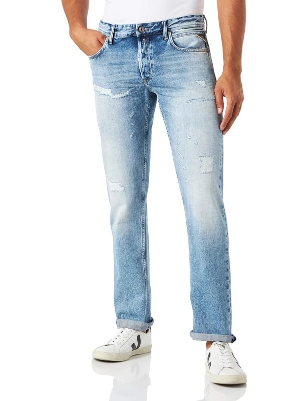 REPLAY Men's Grover Aged Jeans, 010 Light Blue, 3630