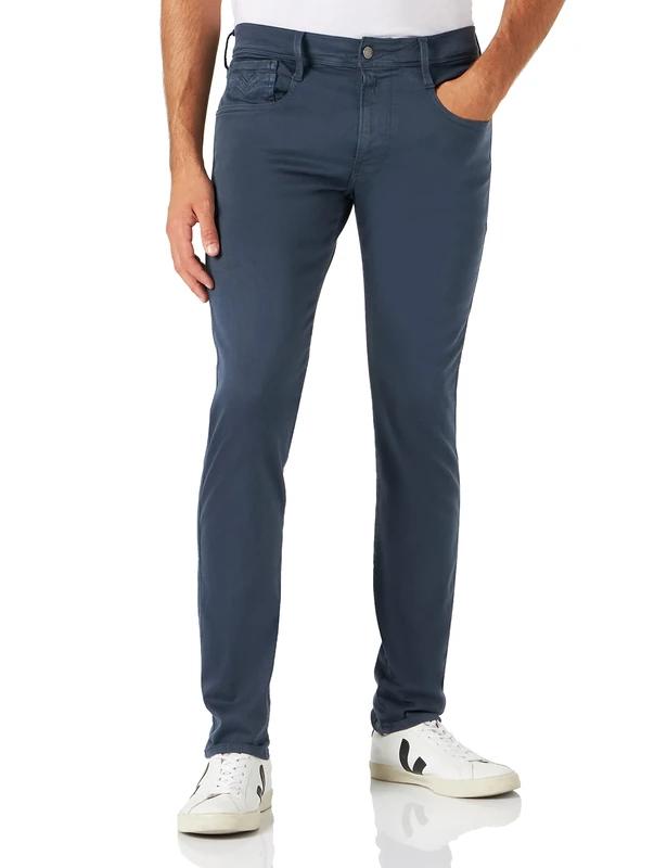 REPLAY Men's Anbass Slim-Fit Hyperflex Colour X-Lite Jeans with Stretch, Blue Delavè 783, 40 W/36 L
