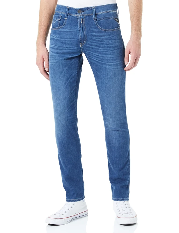 REPLAY Men's Anbass X-lite Jeans, 007 Dark Blue, 33 W/36 L