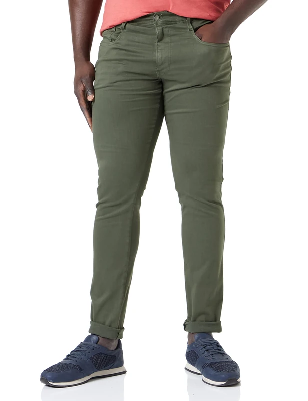 REPLAY Men's Anbass Slim-Fit Hyperflex Colour X-Lite Jeans with Stretch, Moss Green 312, 28 W/34 L