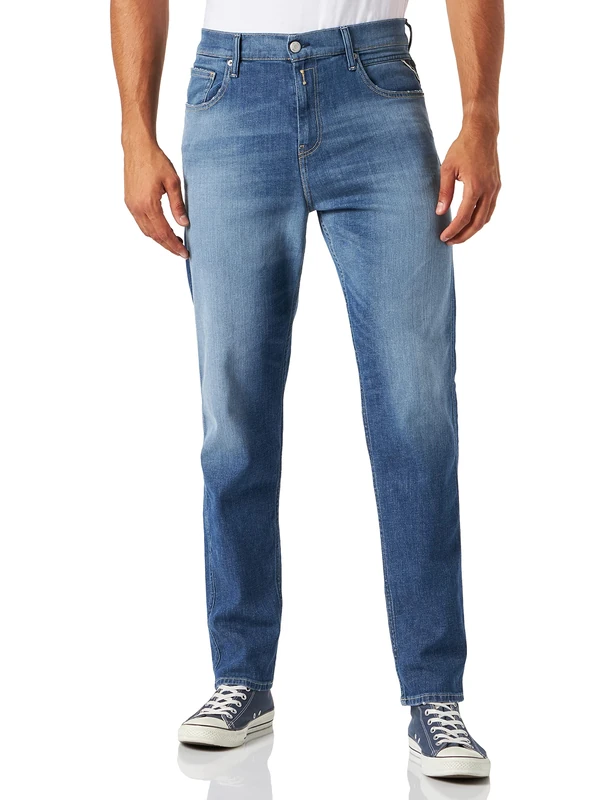 REPLAY Men's sandot Jeans, 009 Medium Blue, 34 W/32 L
