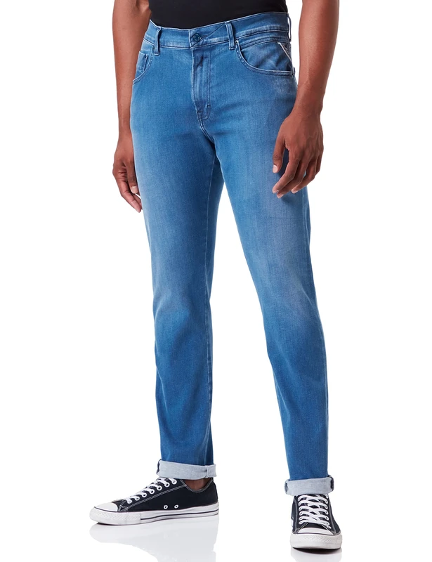 REPLAY Men's Micym Jeans, 009 Medium Blue, 32 W/32 L