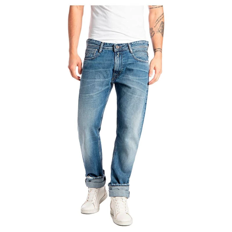 REPLAY Men's Rocco Aged Jeans, 009 Medium Blue, 2830