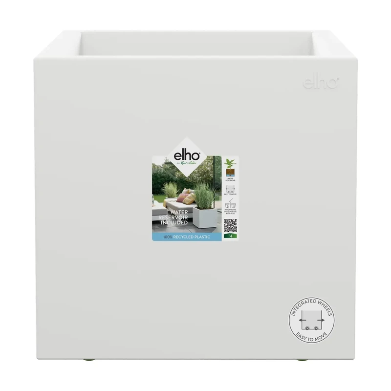 elho Vivo Next Square 30 - Large Planter for Indoor & Outdoor - 100% Recycled Plastic - L 29.5 x H 29.5 cm - White/White