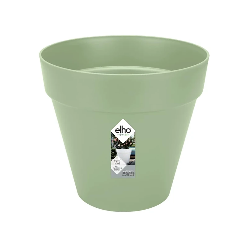 elho Loft Urban Round 50 - Large Plant Pot Outdoor - 100% Recycled Plastic - Ø 48.5 x H 44.5 cm - Green/Pistachio Green