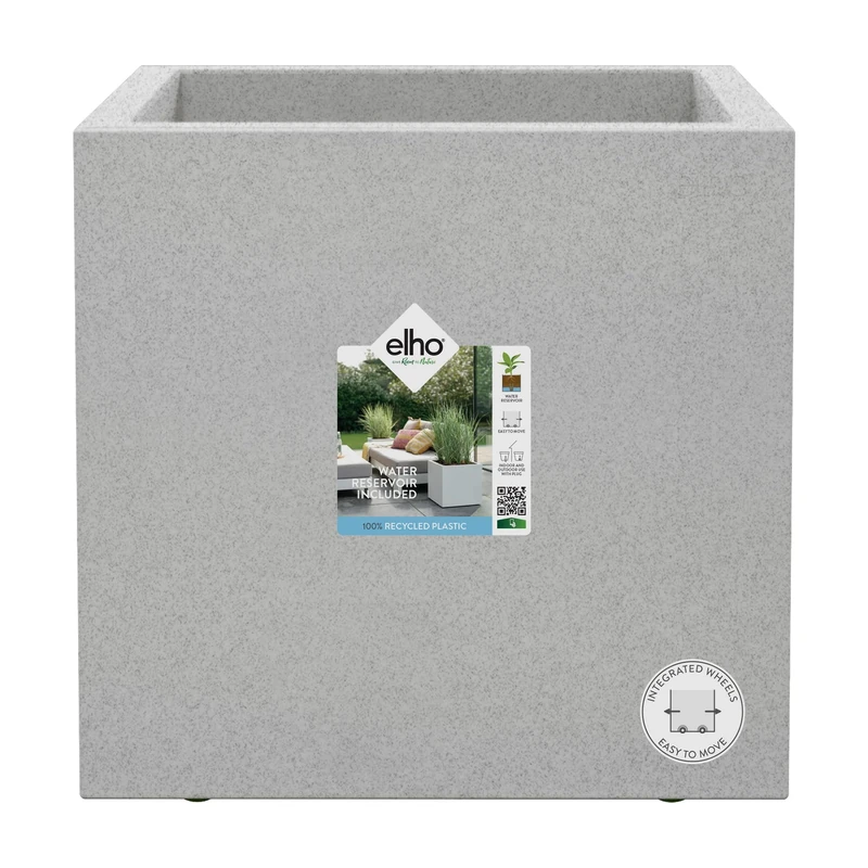 elho Vivo Next Square 30 - Large Planter for Indoor & Outdoor - 100% Recycled Plastic - L 29.5 x H 29.5 cm - Grey/Living Concrete