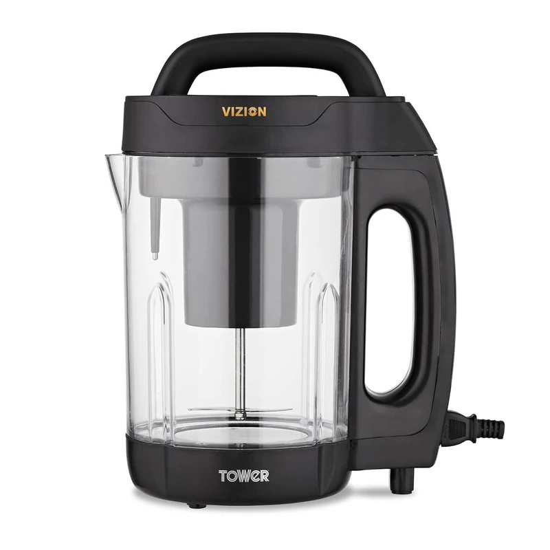 Tower Vizion 1.6L Soup Maker with Transparent Body, Overflow Protection, 1000W, Black, T12067