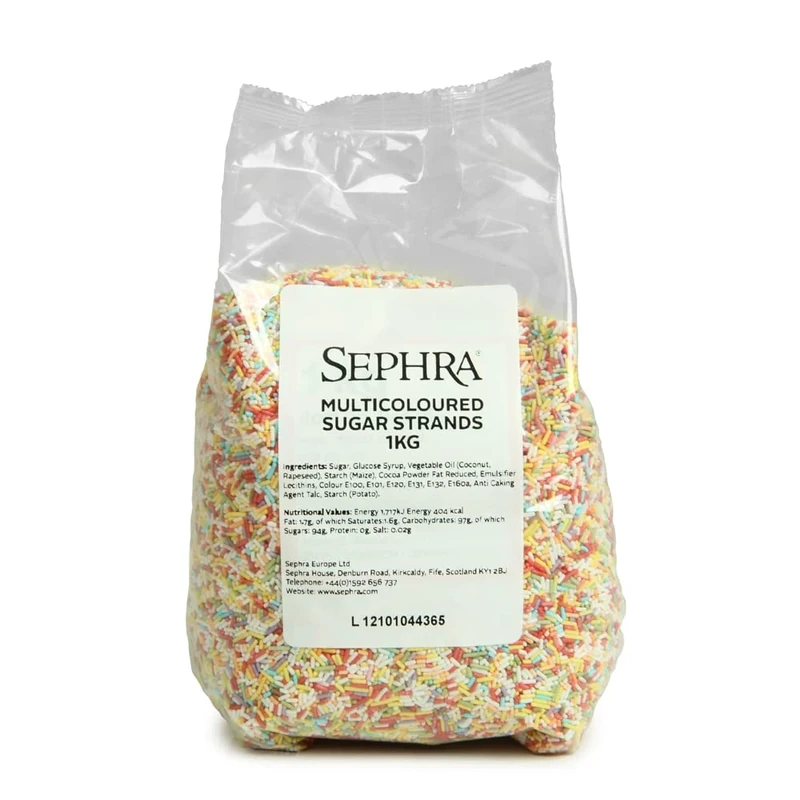 Sephra Multicoloured Sugar Strands (Rainbow Sprinkles) 1kg