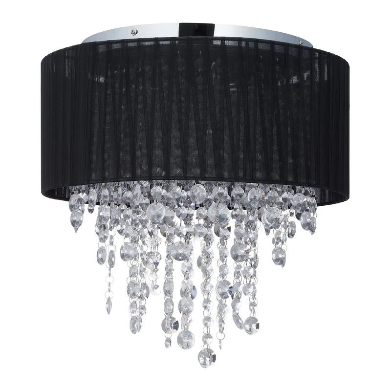 Relaxdays Ceiling Light, Dimensions: Approx. H x D 39 X 40 cm, Bedroom & Living Room, Organza, Black
