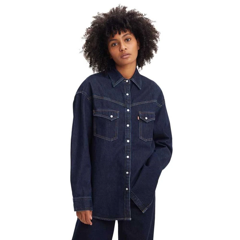 Levi's Women's Dorsey XL Western Shirt, Indigo Rinse, L