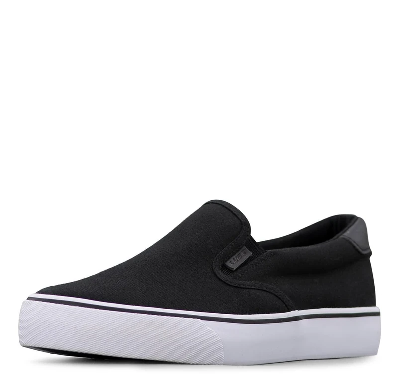 Lugz Women's Clipper Classic Slip-on Canvas Sneaker, Black/White/Black, 6 UK