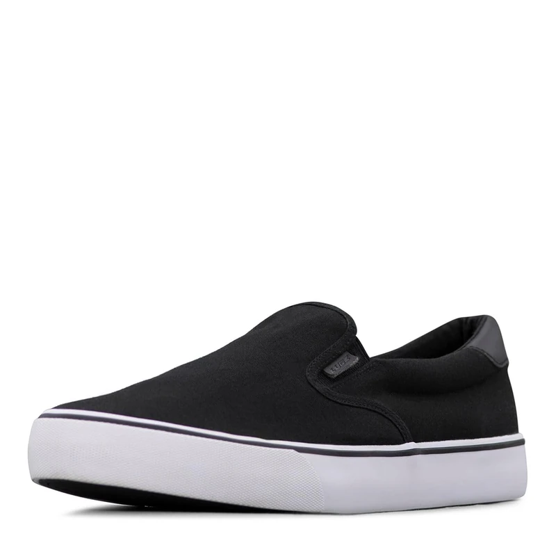 Lugz Men's Clipper Classic Slip-on Canvas Sneaker, Black/White/Black, 7.5 UK