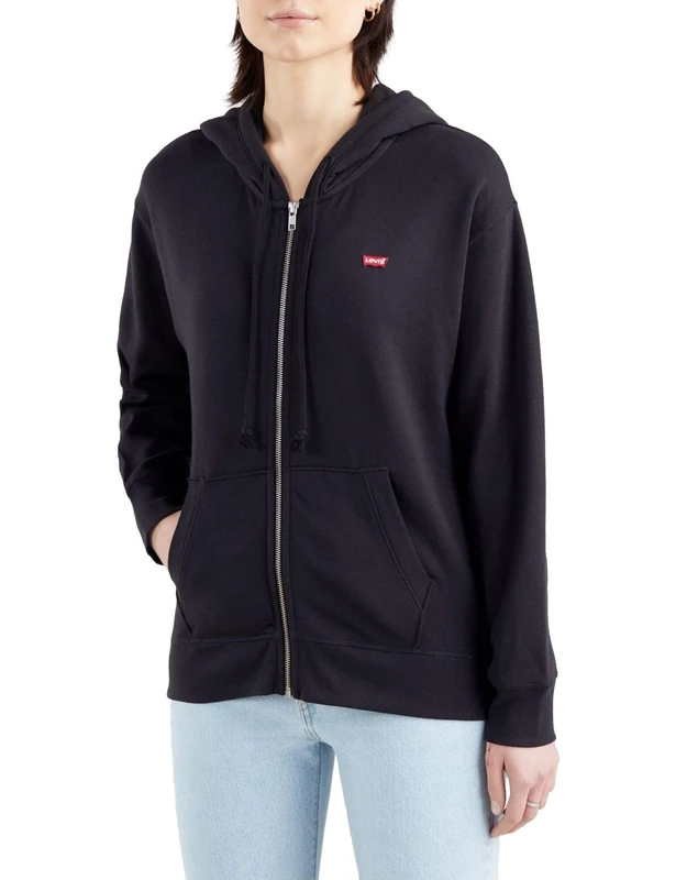Levi's Women's Standard Zip Sweatshirt Hoodie, Caviar, XS
