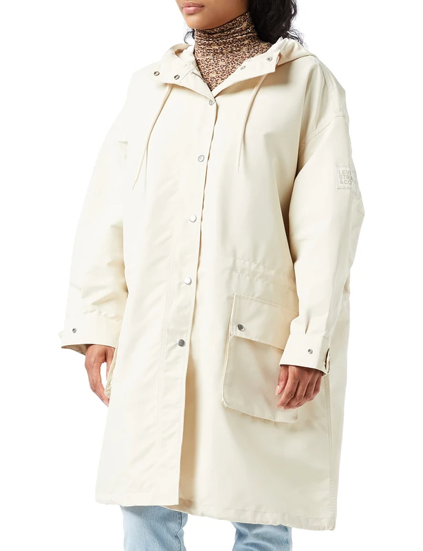 Levi's Women's Mid Length Sloan Rain Jacket Whitecap Grey (White) S -