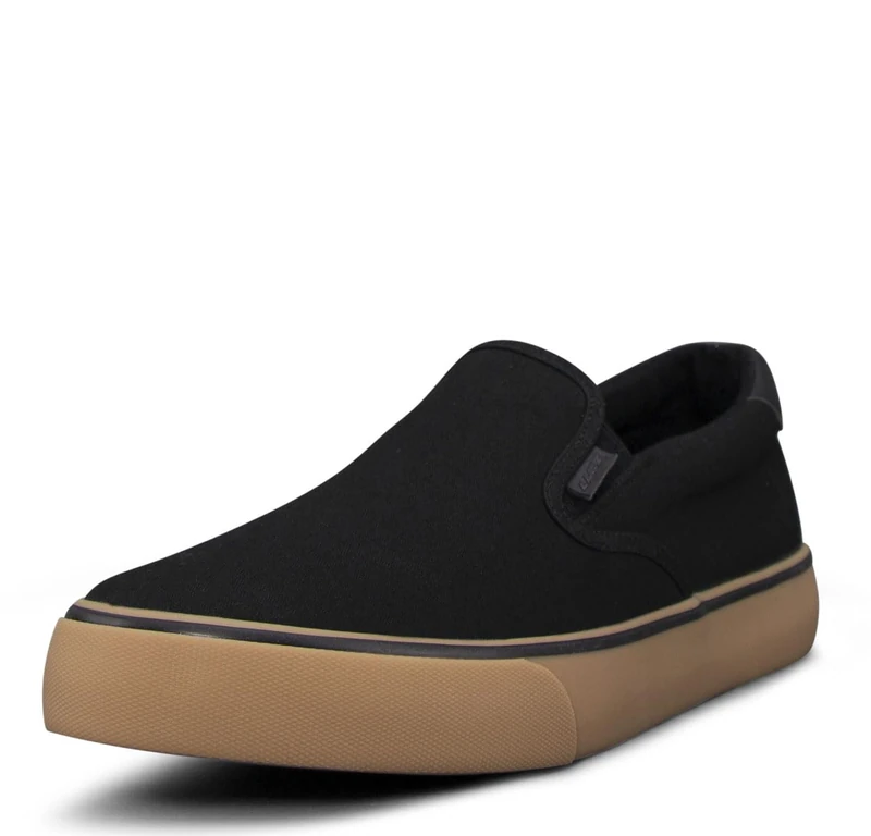 Lugz Men's Clipper Classic Slip-on Canvas Sneaker, Black/Gum/Black, 7.5 UK