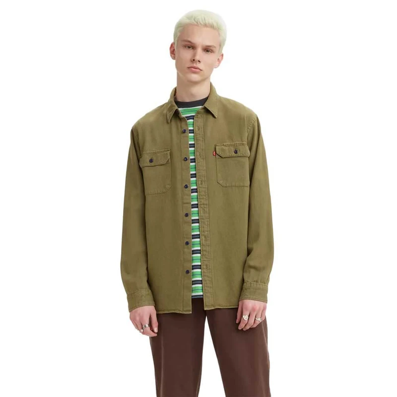 Levi's Men's Jackson Worker Shirt Green Garment Dye (Green) S -