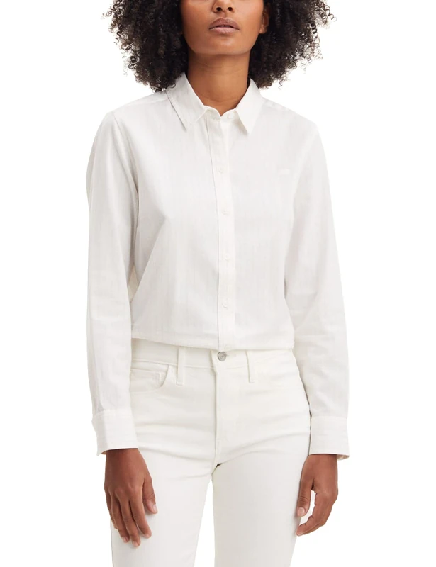 Levi's Women's New Classic Fit Bw Shirt Shirt June Stripe Ballet Slipper (White) L -