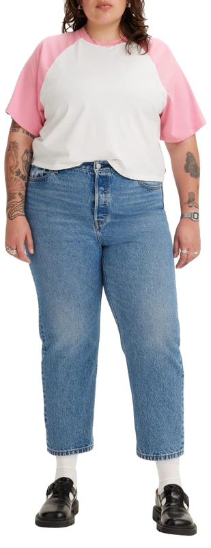 Levi's Women's Plus Size 501 Crop Jeans, Medium Indigo Worn In, 18W - Image 1