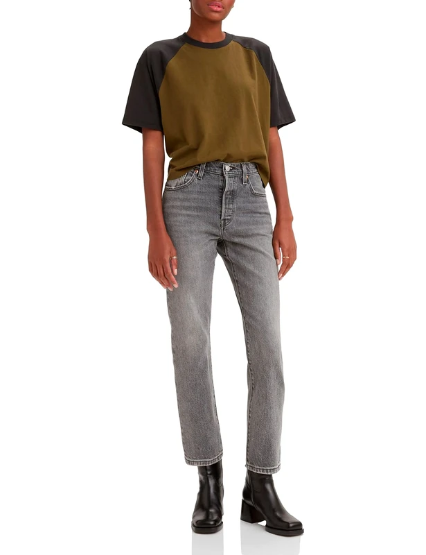 Levi's Women's 501 Crop Jeans, Gray Worn in, 26W / 30L