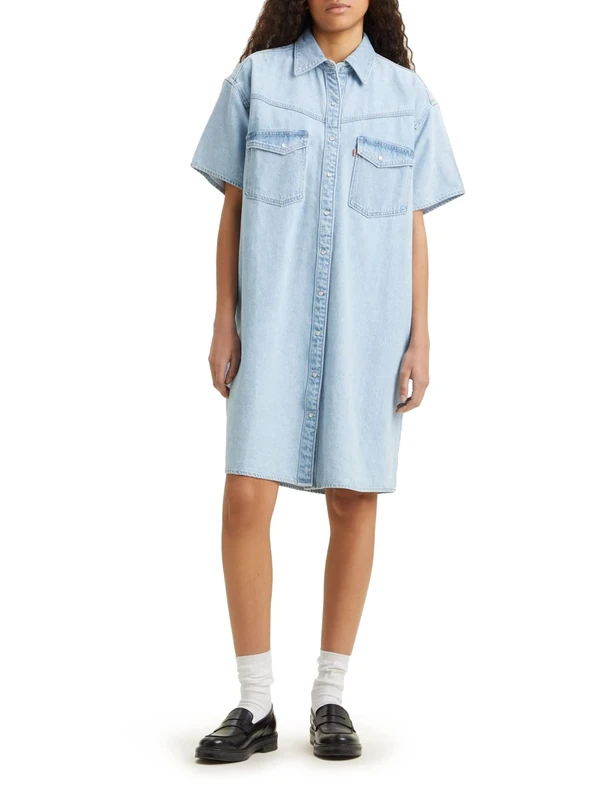 Levi's Women's Elowen Western Dress, Indigo Stonewash, L