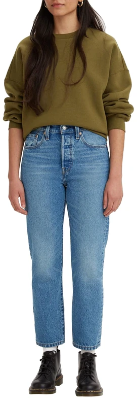 Levi's Women's 501 Crop Jeans, Medium Indigo Worn in, 33W / 28L