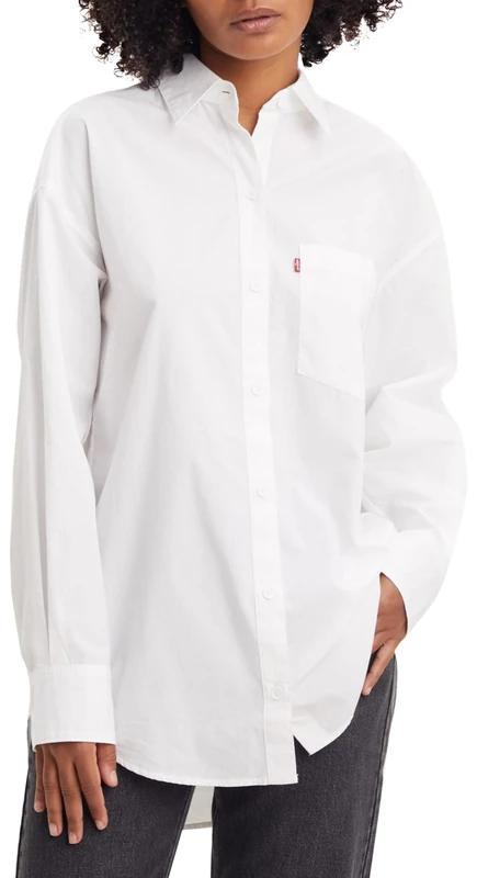 Levi's Women's Nola Oversized Shirt Shirt, Bright White, XS