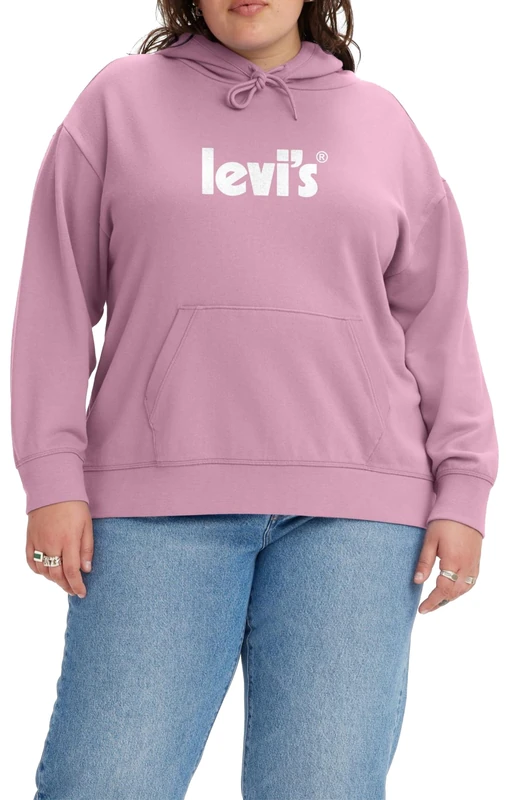Levi's Women's Plus Size Graphic Standard Hoodie Poster Logo Prism Pink (Pink) , 1X