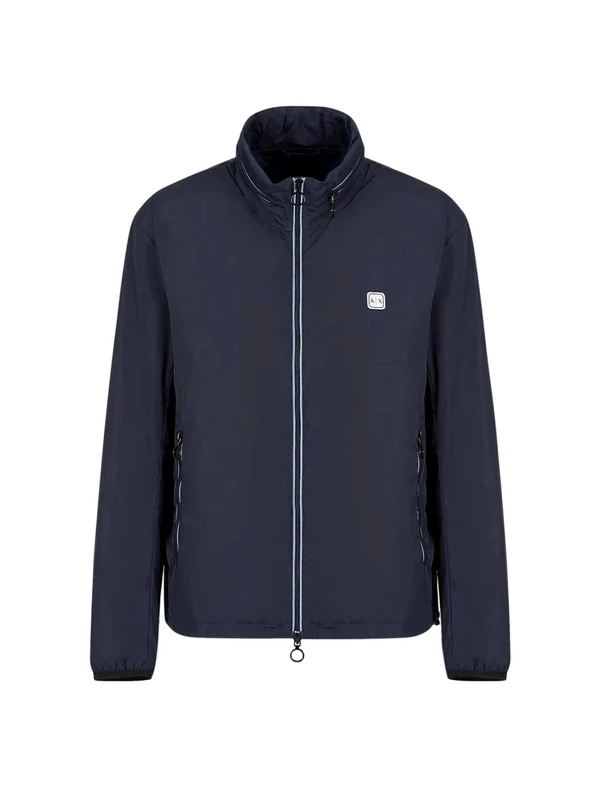 Armani Exchange Men's Lightweight Zip-up Hooded Windbreaker Jacket, Navy Blazer, XS